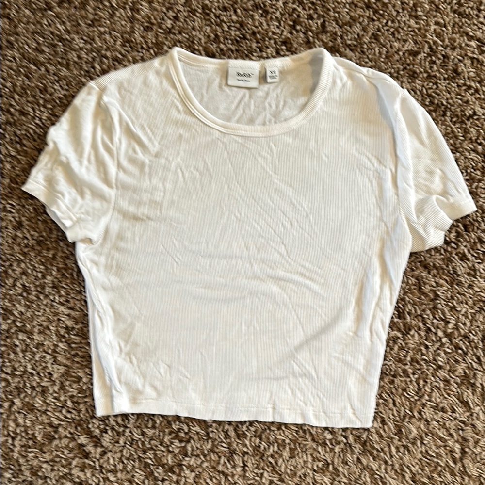 Aritzia x Sunday Best White Ribbed Crop